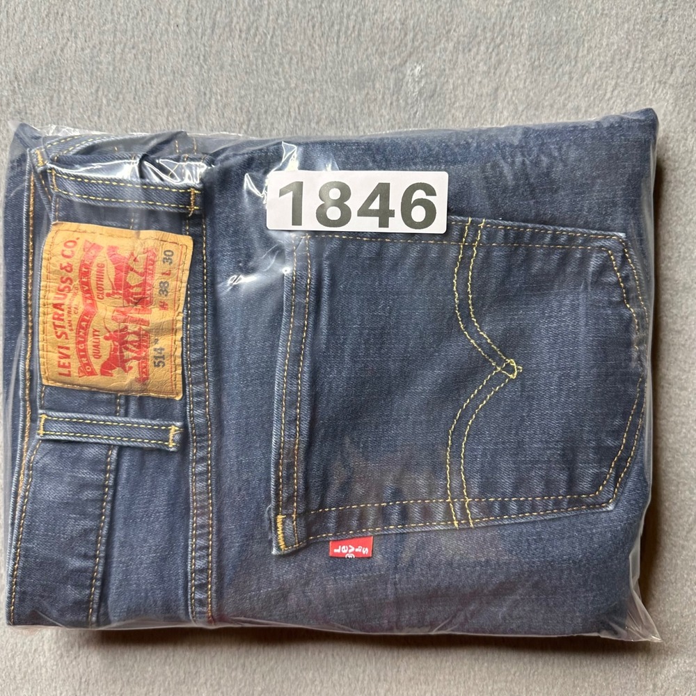 Levis 514 Straight Fit Mens 38x30 Dark Wash‎ Blue Stretch Denim Jeans 00514-1283 - Picture 13 of 13